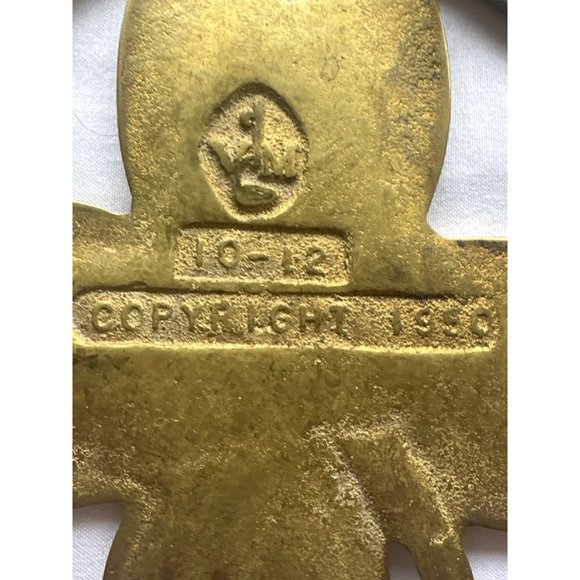 1950 Virginia Metalcrafters Vintage Brass Dogwood Inspired Gold Trivet - Picture 5 of 5